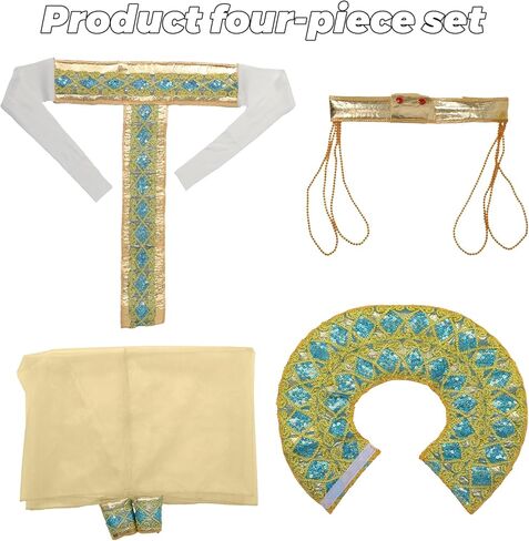 Girls Cleopatra Costume Kids Egyptian Costume Dress Cape Belt Collar Headpiece Wrist Cuffs Egyptian Outfit 4-12 Years in Kuwait
