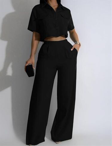 Women's Casual Tops Pants Two Piece Matching Sets Outfits in Saudi Arabia