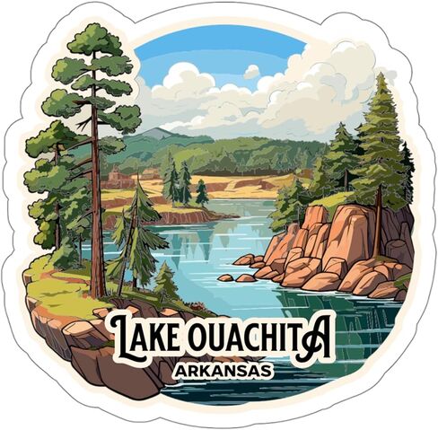 ملصق Lake Ouachita Arkansas للسفر في الهواء الطلق ملصق فينيل صغير مقاوم للماء لزجاجة المياه وكوب جواز السفر ودفتر القصاصات والكمبيوتر المحمول ولوح التزلج والكمبيوتر المحمول مقاس 4 بوصات هدية مضحكة ID44990 in Saudi Arabia