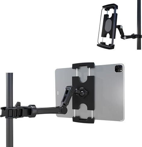 Tablet Holder for Mic Stand iPad Holder Microphone Stand Music Stand for Tablet iPad Compatible with 4.7-12.9 Inch Devices Multi-Angle Adjustable 10" Long Aluminum Alloy Mount in Saudi Arabia