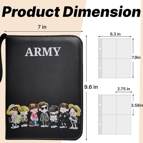 Korean Pop Albums, BT21 Photocard Binder Album, Bangtan Boys Trading PhotoCard Holder Book with 400 Cards Sleeves - idol Cartoon Photo Protect Album Gifts for Boy & Girls - Lomo Card (Black) in Saudi Arabia