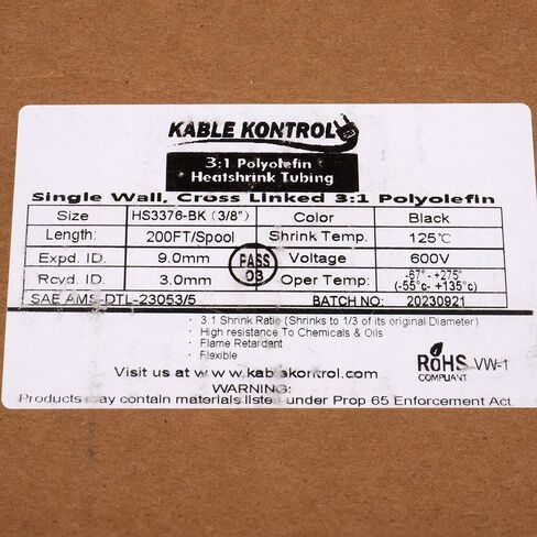 PARACORD PLANET – Polyolefin Single Wall Heat Shrink Tubing – 3:1 Shrink Ratio – Flexible, Flame Retardant Tubing for Electrical Insulation – 3/8 in in Saudi Arabia