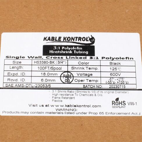 PARACORD PLANET – Polyolefin Single Wall Heat Shrink Tubing – 3:1 Shrink Ratio – Flexible, Flame Retardant Tubing for Electrical Insulation – 3/8 in in Saudi Arabia