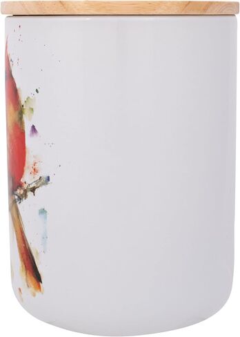 DEMDACO Cardinal Pair Watercolor Red 8 x 5 Ceramic and Wood Medium Canister Jar in Saudi Arabia