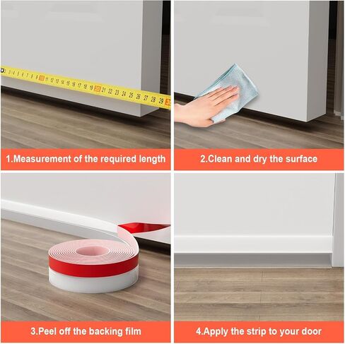 Weather Stripping Door Seal, 2 inch Silicone Door Weather Stripping Door Seal Strip, Side and Bottom Gaps Insulation Strip for Door Frame, Window(20ft) in Saudi Arabia