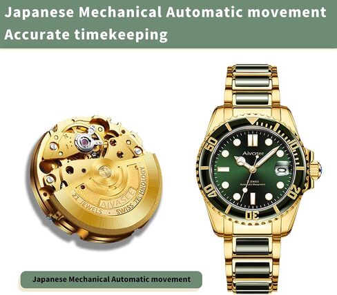Luxury Automatic Watches for men, Black Jade, Self Winding, Analog Dress wrist watch, Sapphire Crystal, Rotate Bezel(AH6028) in Saudi Arabia