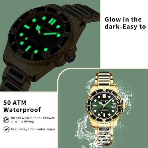 Luxury Automatic Watches for men, Black Jade, Self Winding, Analog Dress wrist watch, Sapphire Crystal, Rotate Bezel(AH6028) in Saudi Arabia