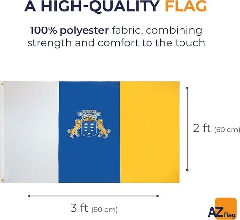 AZ FLAG - Canary Islands Flag - 2x3 Ft - 100D Polyester Spanish Region Of Canarias Banner with Two Metal Grommets - Fade Resistant - Vivid Colors - 2' x 3' Feet - 90x60 Cm in Saudi Arabia