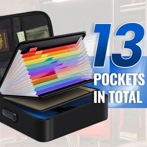 Fireproof Document Box w/Lock & Reflective Strip, Fireproof Waterproof Document Organizer, Safe Bag for Important File Storage, Portable for Travel, for Tax Files, Paper, Certificates(Silver) in Saudi Arabia