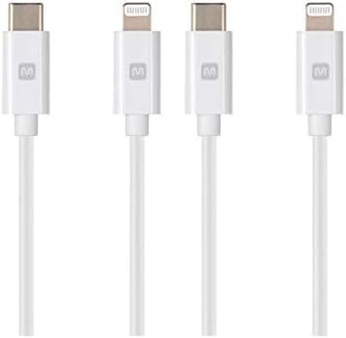 Monoprice Essential Apple MFi Certified Lightning to USB-C Charging Cable - Gold Plated, 1.5 Feet, White in Saudi Arabia