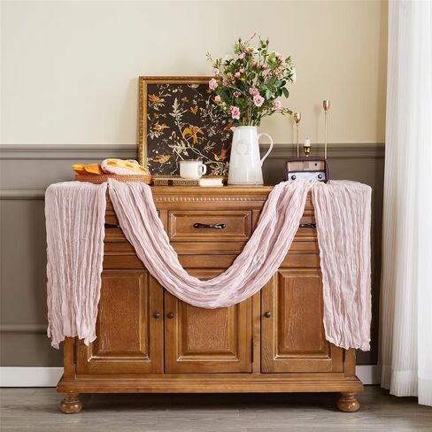 Reyke 10 Pack Dusty Pink Cheesecloth Table Runner for Party 10Ft Pink Gauze Table Runner 35x120 Inch Boho Rustic Cheese Cloth Long Table Runners Romantic Wedding Decor for Baby Bridal Shower Birthday in Saudi Arabia