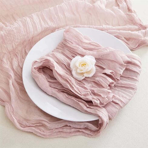 Reyke 10 Pack Dusty Pink Cheesecloth Table Runner for Party 10Ft Pink Gauze Table Runner 35x120 Inch Boho Rustic Cheese Cloth Long Table Runners Romantic Wedding Decor for Baby Bridal Shower Birthday in Saudi Arabia