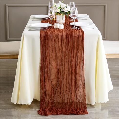 Reyke 10 Pack Dusty Pink Cheesecloth Table Runner for Party 10Ft Pink Gauze Table Runner 35x120 Inch Boho Rustic Cheese Cloth Long Table Runners Romantic Wedding Decor for Baby Bridal Shower Birthday in Saudi Arabia