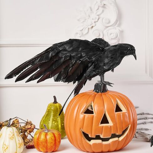الهالوين الاصطناعي الغراب الأسود الطيور الغراب الدعامة الديكور مخيف للحزب الحدث عطلة عيد الميلاد الحرف الإبداعية ديكور المنزل DIY ديكور عطلة (أسود، 12 بوصة) in Kuwait