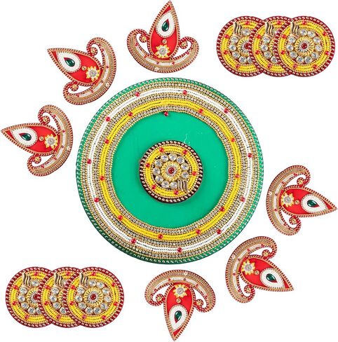 Floor Rangoli Acrylic Handcrafted Indian Traditional Home Décor for Festival Wedding Party Wall Interior Decoration and Gifting (Red Diya) in Saudi Arabia