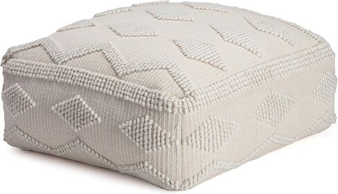 Anji Mountain 100% Handmade & Handcrafted Comfortable Home Décor Pouf Ottoman Footrest for Living Room, Bedroom, Nursery, Kidsroom, Patio Furniture - (34" x 34" x 16"- Gray,Beige) in Saudi Arabia
