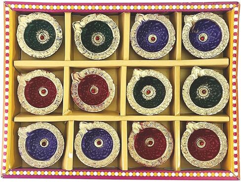 12 حزمة من الطين المصنوع يدويًا ديا باتي التقليدي من الطين الطبيعي ومصباح الزيت الأرضي ديباك ترحيب ديا ديا ترابية مصنوعة يدويًا لإضاءة ديكور ديوالي مع فتائل قطنية in Kuwait