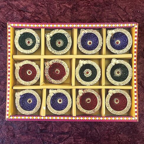 12 حزمة من الطين المصنوع يدويًا ديا باتي التقليدي من الطين الطبيعي ومصباح الزيت الأرضي ديباك ترحيب ديا ديا ترابية مصنوعة يدويًا لإضاءة ديكور ديوالي مع فتائل قطنية in Kuwait