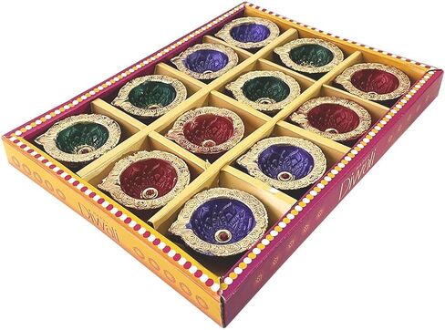 12 حزمة من الطين المصنوع يدويًا ديا باتي التقليدي من الطين الطبيعي ومصباح الزيت الأرضي ديباك ترحيب ديا ديا ترابية مصنوعة يدويًا لإضاءة ديكور ديوالي مع فتائل قطنية in Kuwait