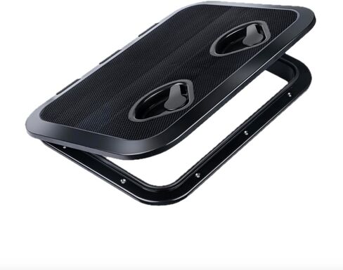 فتحة قارب بحرية، فتحة وغطاء لتخزين القارب مقاس 17-1/4 بوصة × 12-3/8 بوصة، غطاء فتحة الوصول البحري للقافلة RV، مادة ABS سطح غير قابل للانزلاق مقاوم للطقس سهل التركيب (أسود) in Kuwait