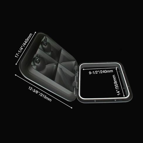 فتحة قارب بحرية، فتحة وغطاء لتخزين القارب مقاس 17-1/4 بوصة × 12-3/8 بوصة، غطاء فتحة الوصول البحري للقافلة RV، مادة ABS سطح غير قابل للانزلاق مقاوم للطقس سهل التركيب (أسود) in Kuwait