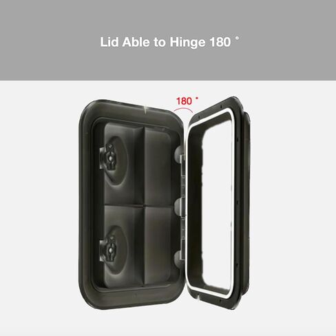 فتحة قارب بحرية، فتحة وغطاء لتخزين القارب مقاس 17-1/4 بوصة × 12-3/8 بوصة، غطاء فتحة الوصول البحري للقافلة RV، مادة ABS سطح غير قابل للانزلاق مقاوم للطقس سهل التركيب (أسود) in Kuwait