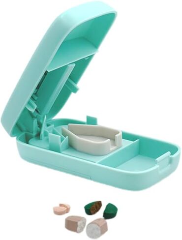 Safety Pill Cutter with Automatically Show/Hide Blade, Travel Pill Splitter with Silicone V-Shaped Holder, Portable Pill Cutter with Integrated Storage Compartments (Light Purple) in Saudi Arabia
