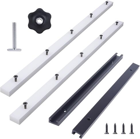 طقم مزلقة منشار طاولة متقاطع مع 2 قضبان ميتري UHMW، 2 مسار ألومنيوم، 1 مقبض و1 مسمار بطول، ثقوب مثقوبة مسبقًا و20 براغي متضمنة لتركيبات الرقص أو فتحات ميتري (6) in Kuwait