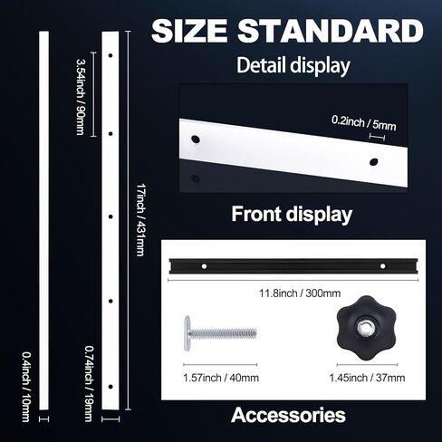 طقم مزلقة منشار طاولة متقاطع مع 2 قضبان ميتري UHMW، 2 مسار ألومنيوم، 1 مقبض و1 مسمار بطول، ثقوب مثقوبة مسبقًا و20 براغي متضمنة لتركيبات الرقص أو فتحات ميتري (6) in Kuwait