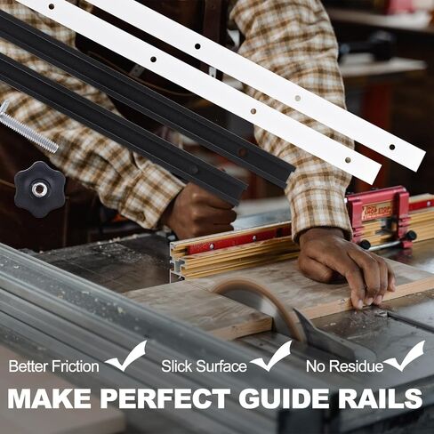 طقم مزلقة منشار طاولة متقاطع مع 2 قضبان ميتري UHMW، 2 مسار ألومنيوم، 1 مقبض و1 مسمار بطول، ثقوب مثقوبة مسبقًا و20 براغي متضمنة لتركيبات الرقص أو فتحات ميتري (6) in Kuwait