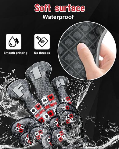 Big Teeth Poker Golf Wood Club Covers, Golf Driver Headcover, Driver Fairway Utility Ut Golf Poker Head Cover,Black Playing Cards Pattern Hearts Poker Spade,Funny Golf Gift for Men in Saudi Arabia