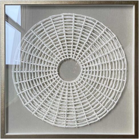 SYGALLERIER Handmade 3D Circle Origami Shadow Box Art - Modern Wall Decor for Livingroom, Bedroom, Dining Room - Abstract Geometric Grid Framed Wall Art - Wood Artwork - Easy to Hang in Saudi Arabia