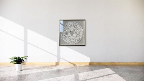 SYGALLERIER Handmade 3D Circle Origami Shadow Box Art - Modern Wall Decor for Livingroom, Bedroom, Dining Room - Abstract Geometric Grid Framed Wall Art - Wood Artwork - Easy to Hang in Saudi Arabia