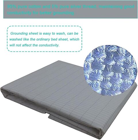 Grounding Sheet for Sleeping, Conductive Silver Fiber Grounding Mat with 15 ft. Grounding Cord, Grounding Sheets for Better Sleeping and Pain Relieving (27x52 inch) Grey in Saudi Arabia