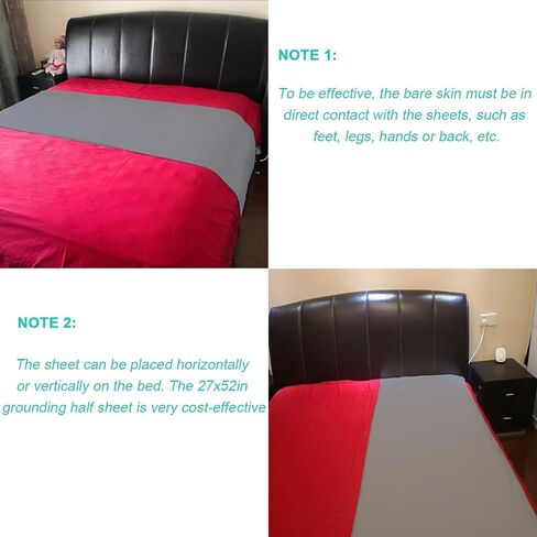 Grounding Sheet for Sleeping, Conductive Silver Fiber Grounding Mat with 15 ft. Grounding Cord, Grounding Sheets for Better Sleeping and Pain Relieving (27x52 inch) Grey in Saudi Arabia