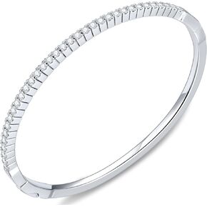 KSTYLE 2.7CT Moissanite Bracelet for Women, 18K White Gold Plated S925 Sterling Silver Bracelets |D Color VVS1| Moissanite Bangle Bracelets