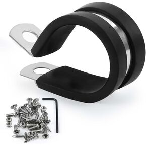 20 Pack 1/4 inch Cable Clamps (Screws Included), Stainless Steel Wire Clamps for Cables, Rubber Cushioned Pipe Clamp, Tube Clamp, Hose Clamps