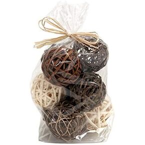 Bag of Brown Natural Wicker 4 Inch Diameter Twig Orbs Balls - Bag of 9, Natural Vase and Bowl Filler