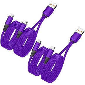 4FT 2Pack Dual USB C Multi Type C Splitter Cable, 2 in 1 Multi Charging Cable Nylon Cord, USB A to Double USB C Port Compatible with Apple i-Phone 15,iPad Pro/Air,Sam-sung S24,Moto, Google Pixel 8, LG