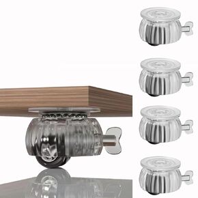Self-Adhesive Caster Wheels with Brake for Furniture,Storage Box,Mop Bucket,Small Universal Pulleys, 360 Degree Rotating Caster Wheels for Appliances, Table Feet, Planters, 4 Pack (Black)
