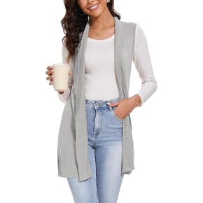 Spicy Sandia Women's Long Knit Cardigan Vest Sleeveless Open Front Casual Sweater Duster 2024 Fashion