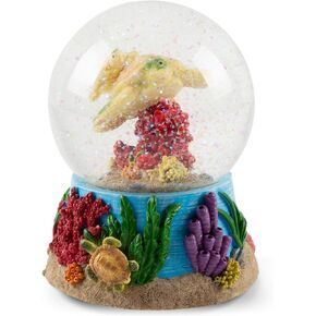 Elanze Designs Turtles Under Water Tabletop Dresser Nightstand Figurine Decoration 100MM Sturdy Glitter Water Wind Up Musical Snow Globe Plays Tune by The Beautiful Sea