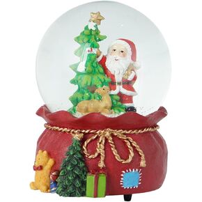 Christmas Santa & Tree Scene Snow Globe - Crystal Glitter Musical Glass Water Ball Holiday Decor for Home & Office - Globe 100mm Ball Decoration(5.5''H)