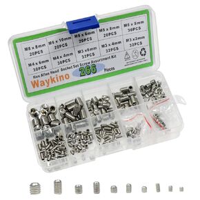 266pcs Allen Head Stainless Steel Grub Set Screw Assortment Kit, (Hex Socket)