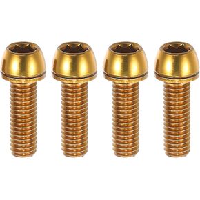 Tapered Bolts Screws for MTB Bike Bicycle Stem Durable M6x20mm Socket Head Cap Bolts Screws Nuts Steel Gold Tone (Set of 4)