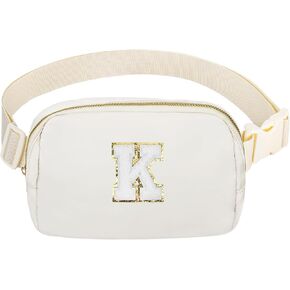 Birthday Gifts Initial Letter Waist Pack Personalized Gift for 8 9 10 11 12 Year old Girls Teen Cute Gifts Mini Small Pack White Letter K