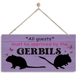 Gerbils Sign, Novelty Door Sign, Decorative Wall Plaque, Gerbils Welcome Decor for Front Door, Pet Decoration, Gerbils Home Decor, Wall Hanging Decor, All Guests Must Be Approved By the Gerbils sign