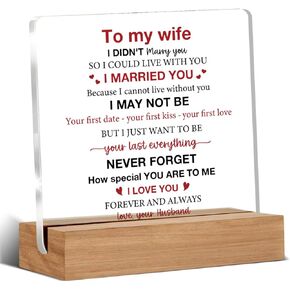 Wife Gifts for Her from Husband, Wife Birthday Gift Ideas, Gifts for Wedding Anniversary, to My Wife Romantic Gifts Decorative Desk Signs Plaque