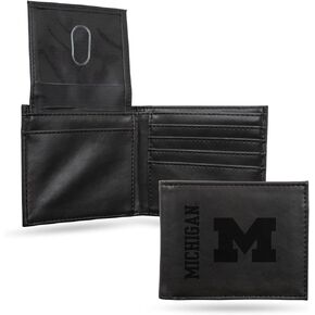 Rico Industries NCAA Michigan Wolverines Laser Engraved Bill-fold Wallet - Slim Design - Great Gift