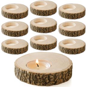Wooden Tealight Candle Holder - 50 Adorable Thank You Gifts, Perfect for Wedding Favors, Ideal Rustic Decor Piece and Party Decoration - Customize and Gift (50, Undecorated)